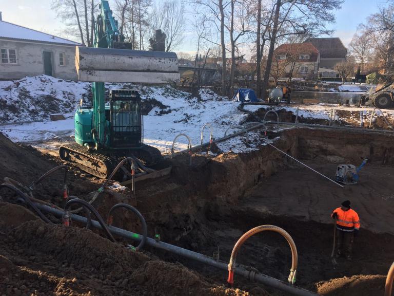 Baustelle mir Grundwasserabsenkung